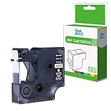 InkJello Compatible Label Tape Replacement for Dymo LabelManager 100 120P 150 160 200 210D 220P 260P 280 300 350 350D 360D 400 420P 450 450D 45021 1/2" (12mm) (White on Black 1-Pack) - Image 1