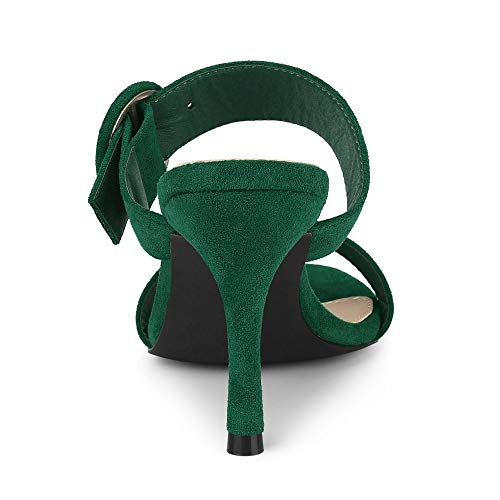 Allegra K Allegra K Women's Opened Toe Buckle Stiletto Heels Slide Green Sandals 7 M US