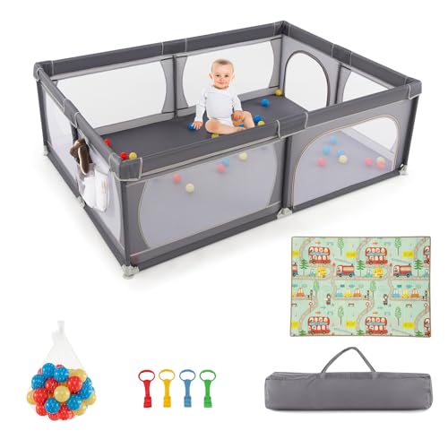 DREAMADE 200 x 140 cm Baby Laufstall, Laufgitter mit 50 Bällen &...