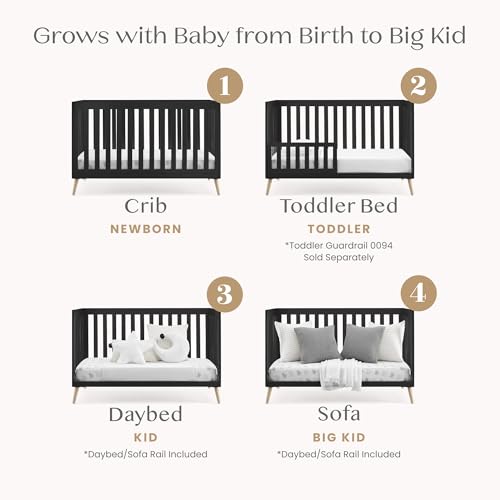 Image of Delta Children Essex 4-in-1 Baby Crib & Mattress, Ebony /Natural