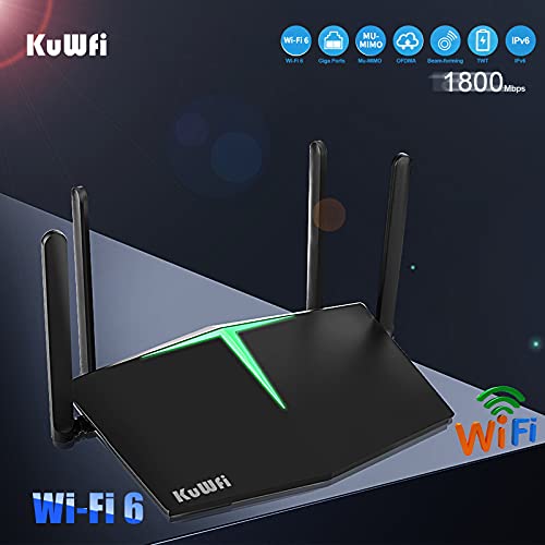 Kuwfi Wifi 6 Gaming Router Smart Dual Band Wifi 802.11Ax Wireless Internet Bitcoin Routers With 4 Gigabit Ports Support Beamforming Ofdma Mu-Mimo For Home Office #TOP6