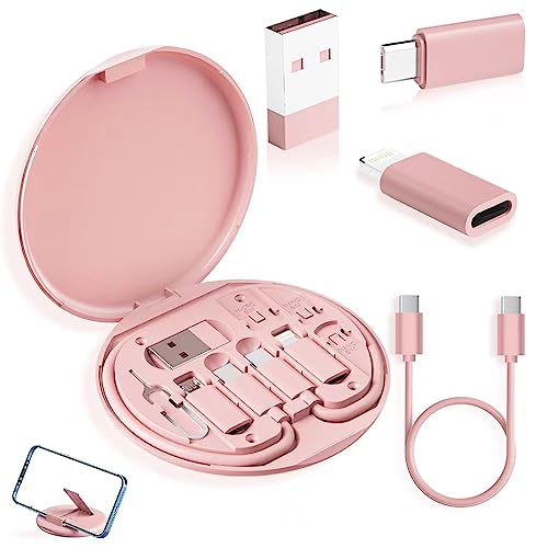 YANZIE USB-C Travel Adapter Kit with Storage Box and SIM Card Holder, Lightning to C and Micro-USB to C Female, Short Cable, Fast Charge for iPhone and Android