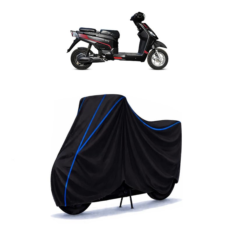 Image of Scooty Cover Water Resistant for NYX E5 | Universal Scooter & Bike Cover | Heavy Duty UV Protection | Dust, Rain & Scratch Protection | Elastic Fit All Weather Indoor Outdoor | Black with Blue Piping