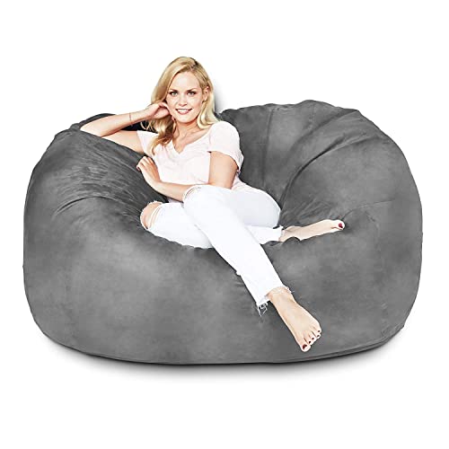 Lumaland Luxurious Giant 5Ft Bean Bag Chair With Microsuede Cover - Ultra Soft, Foam Filled, Large Washable Bean Bag Sofa For Teens, Adults, Pets - Accessory For Dorm, Living Room, House - Dark Grey #TOP10