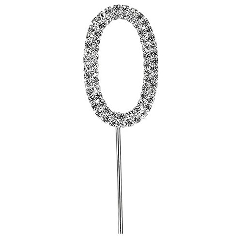 Sparkly Diamante Cake Topper Number (Zero(0), Silver)