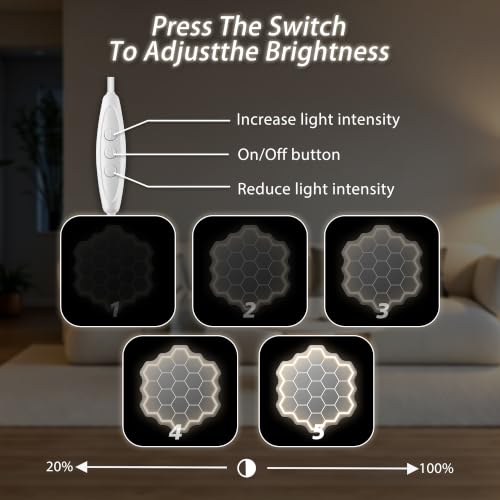 Image of Colmena Mirror Neon Sign, Hexagon Mirror LED Light | USB Powered Dimmable Mirror Light, Aesthetic Wall Art for Bedroom Entrance Home Party Decoration Gift, 14.4 inchx13.4 inch