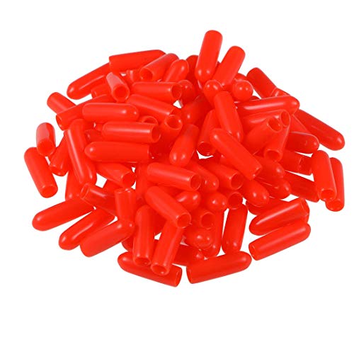 Preisvergleich Produktbild 100 Stück Gummikappen 3 mm ID Vinyl Rundrohr Bolzen Schutzkappe Rot