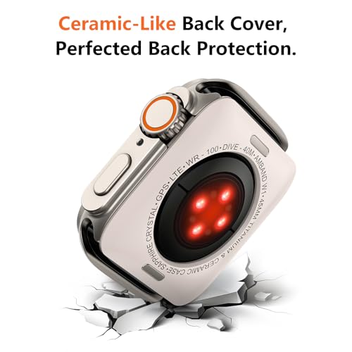 Image of amBand 3 in 1 Metal Case Compatible with Apple Watch Series 9 /8 /7 45mm, W1 Rugged Bumper Protector [Turning into Ultra 2 /1 Upgrade] with Watch Crown + Back Cover, Titanium Original