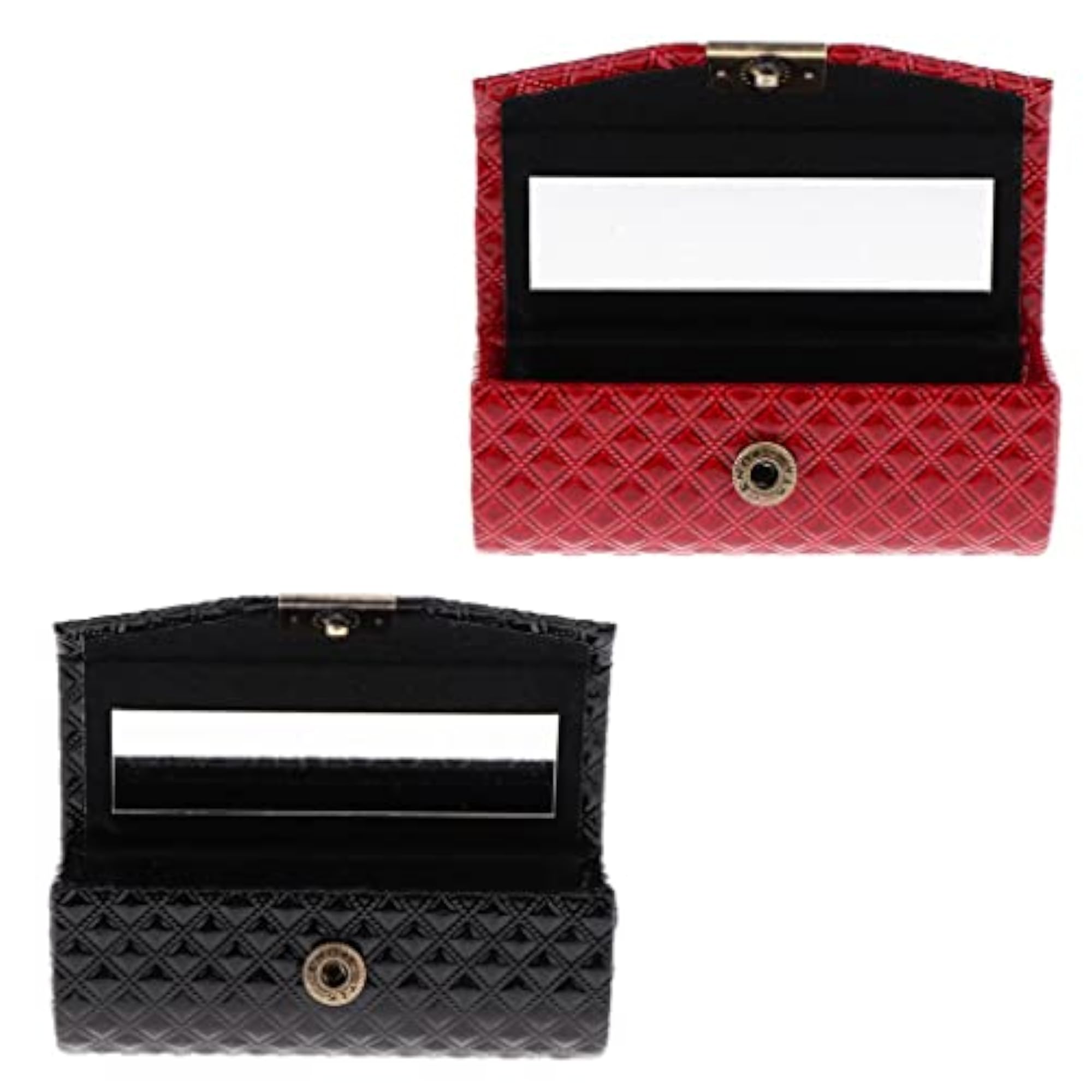 Leather Single Lipstick Case Holder with Mirror