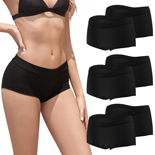 Desanlapi Boxer Femme Coton Shorty Femme Culotte Confortable Slips Respirant sous-vêtement Feminins Stretch Caleçon Lot de 6 Noir M