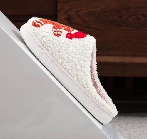 Snugeasy Christmas Slippers Reindeer for Womens Mens Soft Plush Comfy Warm Fuzzy Slippers Red Moose Santa Claus Indoor Outdoor Slip On House Slippers Christmas Gifts, Christmas Reindeer, 5.5-63