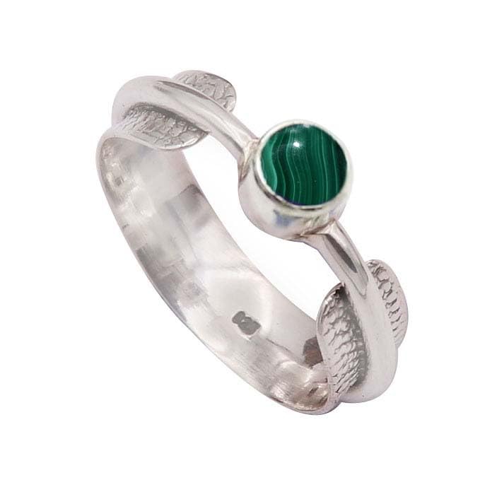 JEWELSTREZORO TSR370AA - Anillo de plata de ley hecho a mano con piedras preciosas para hombre y mujer, P 1/2, Metal Piedra preciosa., Malaquita