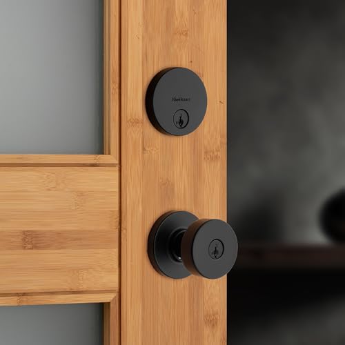 Kwikset Pismo Entry Door Lock and Deadbolt Combo with SmartKey, Matte Black | Front door lock set combines a keyed entry handle and single-cylinder deadbolt; SmartKey Security enables fast DIY re-keying. - image 2