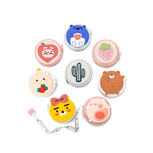 Agirlvct 8 Pack Tape Measure Retractable, Mini Measuring Tape, 60-Inch 1.5 Meter Soft Body Tailor Sewing Measuring Ruler,Cute Craft Cloth Tape Measure Ruler Business Gift For Kids Mother Knitting #TOP5