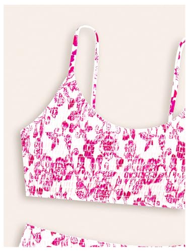 Image of SHENHE Girl's 2 Piece Teen Swimsuit Boho Floral High Waisted Smocked Bikini Bathing Suit