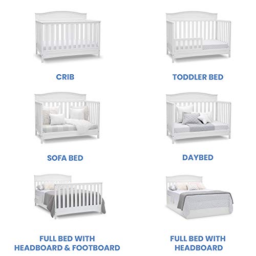 Delta Children Emery Deluxe 6-In-1 Convertible Crib, Greenguard Gold Certified, Bianca White #TOP3