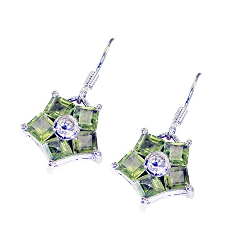 Boucle d'oreille en argent 925 et péridot carré éclatant RIYO