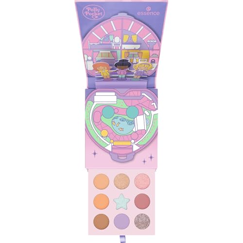 essence Polly Pocket eyeshadow palette, Lidschatten, Nr. 01, Mehrfarbig, 9 Farben, schimmernd, farbintensiv, matt, vegan, ohne Mikroplastikpartikel, Nanopartikel frei, ohne Parfüm, 1er Pack (7.4g)