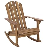 SAFAVIEH Outdoor - Stowe Adirondack Rocking Chair - Teak-Brown Solid Wood - Weather Resistant - Ideal for Patio, Deck, Porch, Backyard, 18.3" Seat Height (PAT6001A)
