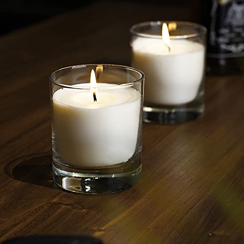 Jar Candle, 8Oz Soy Wax Candle(1 Pack),35 Hours Long Burning Pillar Candle, White Pillar Candle In 10Oz Old-Fashioned Whiskey Glass #TOP2