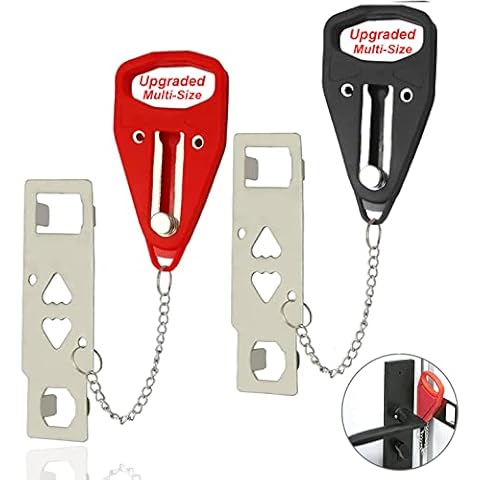 Homyall Portable Door Lock Home Security Door Locker Travel Lockdown Locks for Additional Safety and Privacy Perfect Extra Lock for Traveling Hotel Home Apartment College (Red&Black, 2 Packs) Cover