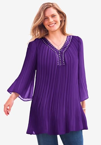 Woman Within Plus Size Embellished Pleated Blouse3