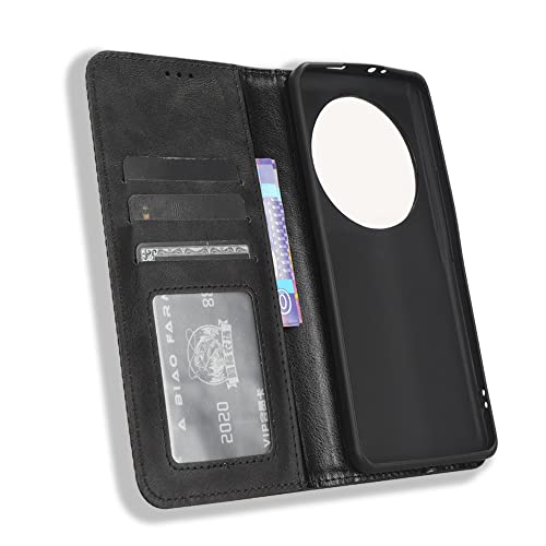 XINNI Protective Phone Case for Xiaomi 13 Ultra, PU/TPU Vintage Flip Leather Shockproof Cover Magnetic Book Style Wallet, Black - Image 4