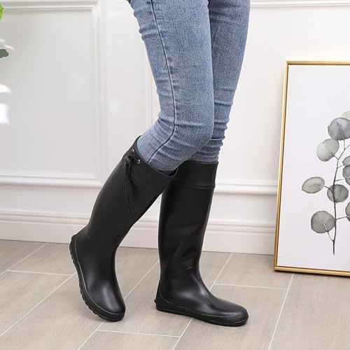 Asgard Packable Tall Rain Boots for Women Waterproof Rubber Garden Boots Ultra Lightweight Flat Mud Boots- NOT FOR WIDE CALF2