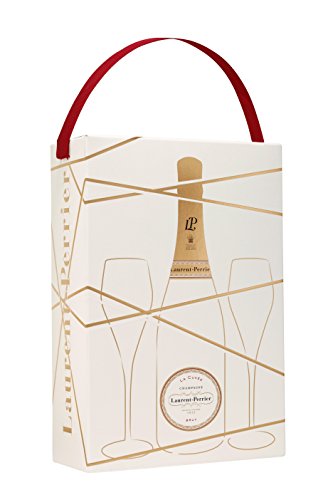 Laurent Perrier La Cuvee Brut Non Vintage Champagne with Two Glasses Gift Pack, 75 cl