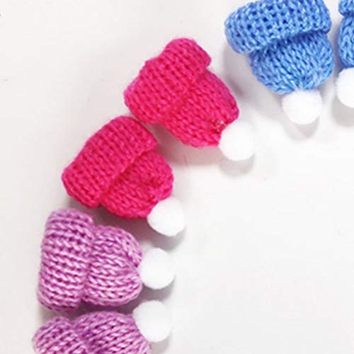 Amosfun 10 peças de gorro de malha de Natal Mini Papai Noel enfeites de árvore de Natal DIY Craft Re