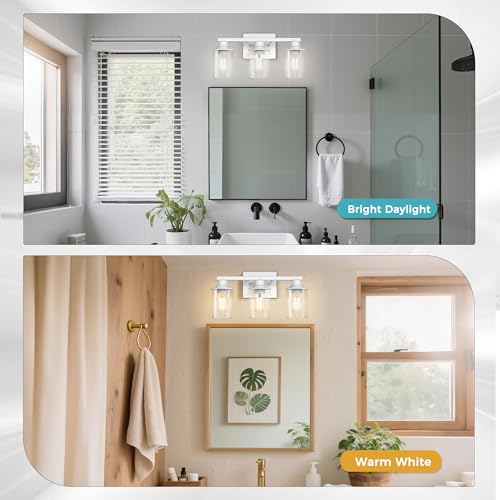 Image of DORESshop 17 Inch 3-Light Vintage Ivory Bathroom Vanity Light