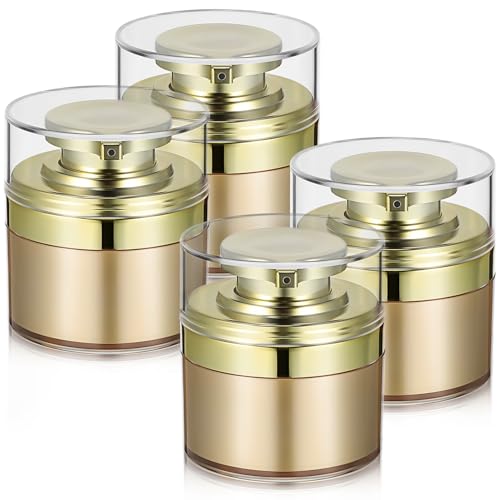 ROMISBABA 4個セット プレスボトルディスペンサー 30ml トラベルサイズのボトル 空クリームジャー 旅行用スキンケア容器 広口タイプ アクリルPP 日常スキンケアルーティン対応