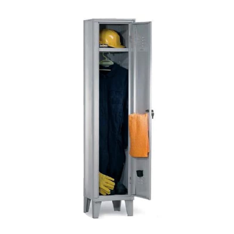Mondo Viro Armadio spogliatoio in metallo a due ante con ripiano e appendiabiti 36 x h 180 cm (1 anta)