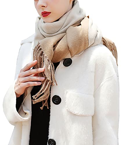 MOWEN Cashmere Scarf Women's Oversized Cashmere Large Warm Shawl 2 Colors Solid Color Suitable for Autumn and Winter 27"X78"2