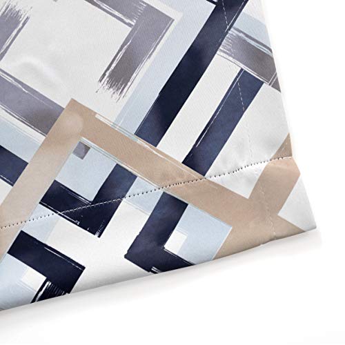 Driftaway Diamond Trellis Watercolor Geometric Checker Plaid Pattern Blackout Thermal Insulated Energy Saving Window Curtain Valance Rod Pocket 2 Pack 52 Inch By 18 Inch Plus 2 Inch Header Navy #TOP2