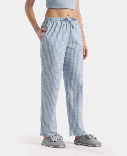Image of Jockey RX06 Women's Super Combed Cotton Woven Fabric Relaxed Fit Striped Pyjama with Side Pockets (Checks & Prints May Vary)