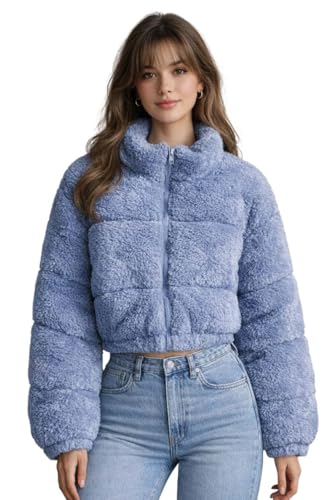 Veste d'hiver courte Sherpa KOTTY en polaire chaude pour femme style urbain