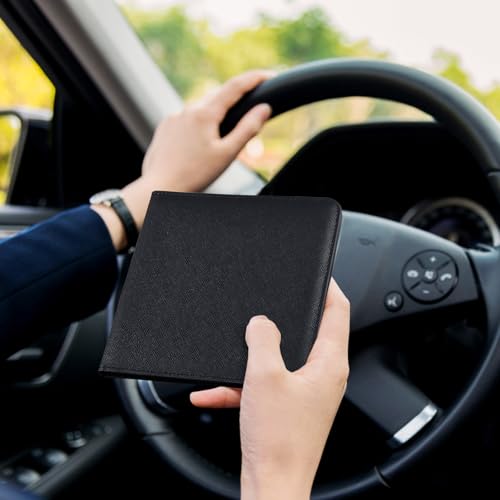 Image of CoBak Car Registration and Insurance Holder - Small and Lightweight Vehicle Glove Box Car Organizer, Auto Truck Comparment Accessories Case for Essential Document, Driver License (Black Cross Texture)