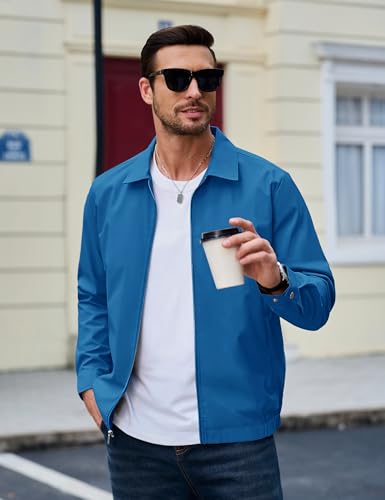Image of MAGCOMSEN Men's Lightweight Jackets Full Zip Up Light Coat Laydown Collar Jacket Casual Windbreaker Jacket with Zip Pockets