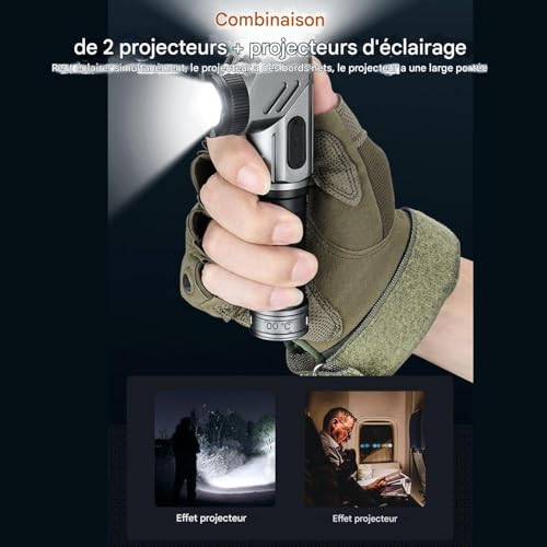 Lampe torche portable d'extérieur avec aimant et tête pivotante 90° - 2