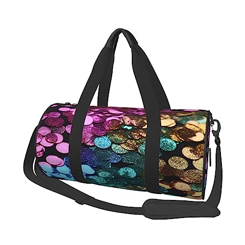 Sac de voyage rond à paillettes avec rangement spacieux pour fitness et gym