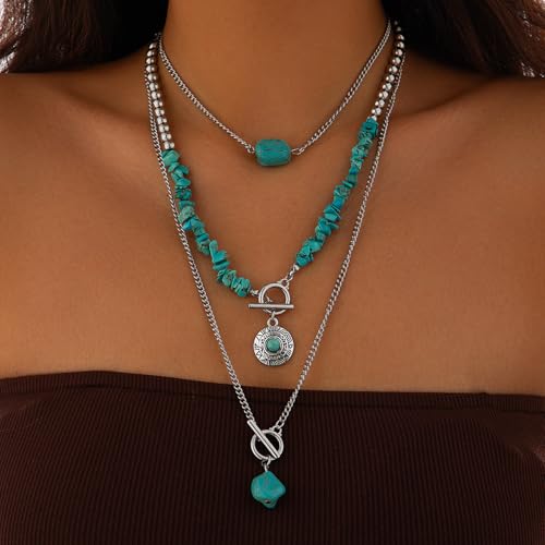 Collier turquoise géométrique perlé ajustable pour sublimer tous les décolletés
