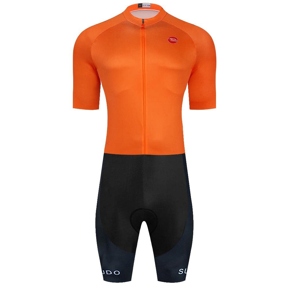 Men's Cycling Jersey Set Skinsuit One Piece Bike Shirts Triathlon Suit Bicycle Shorts with Gel Padded