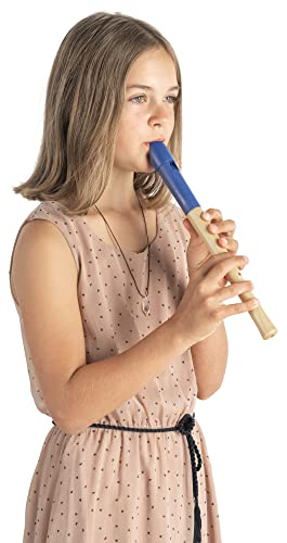 Classic Cantabile Pivella C-Sopran Blockflöte - Aus Ahornholz mit Kopf aus Kunststoff, dadurch ideal für Einsteiger - Barocke Griffweise - Inkl. Etui, Grifftabelle, Wischerstab und Korkfett - Blau