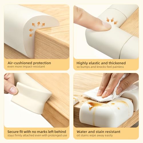 Image of Corner Protector Baby, Baby Proofing Edge Corner Protector, Waterproof Soft Foam Cushion with Adhesive Tape (6.6ft Edge + 4 Corners),Wall Corner Protector for Fireplace, Table, Stair, Cabinet(White)