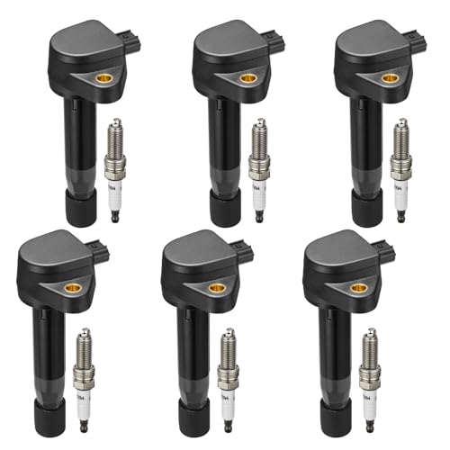Image of Set of 6 UF603 Ignition Coil Pack and 97390 Spark Plugs Compatible with Acura RDX ZDX RL TL TSX, Compatible with Honda Accord Crosstour Odyssey Pilot Replaces 5095 UF624, 3.5L V6