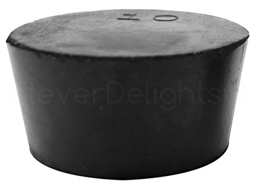1 Pack - CleverDelights Solid Rubber Stoppers | Size 10 | 53mm x 44mm - 32mm Long - Black Plug #10