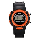 腕時計手首防水デジタル女の子スポーツ電子シミュレーション子供LED子供用腕時計 ミッキーウォッチ (Orange, One Size)