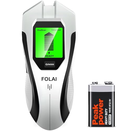 FOLAI Stud Finder Wall Scanner - 5 in 1 Stud Finder Tool with Smart Microprocessor Chip HD LCD Display and Audio Alert, Stud Finder Beam Finder for Wood Metal Stud Joist Tube AC Wire Inspection Green