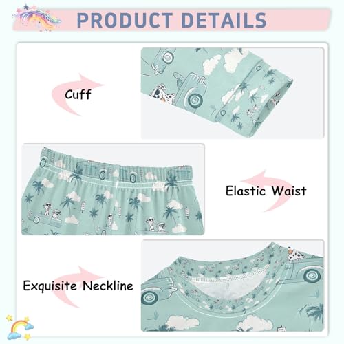 senya Palm Dog Cloud Car Pajamas Set Long Sleeve Soft Cotton Sleepwear 2 Piece4